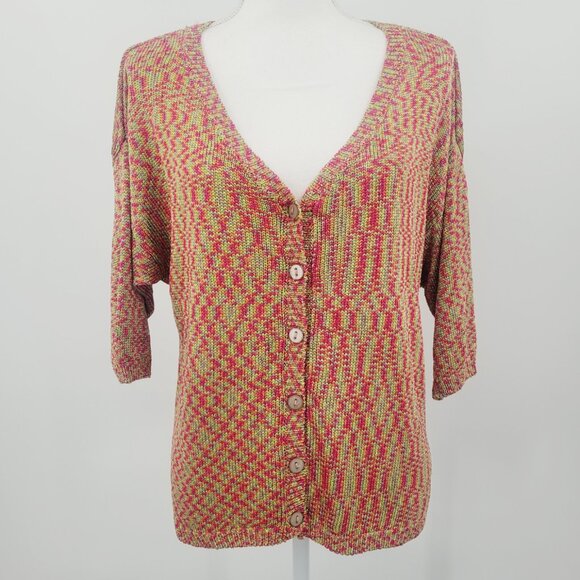 Renuar Marled Knit 3/4 Sleeve Button FrontCardigan - Picture 4 of 9